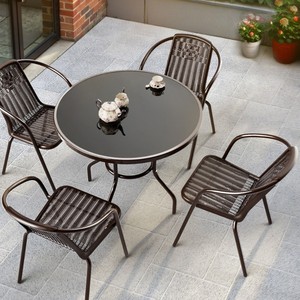 <b>Outdoor</b> Garden <b>Table</b> And Chair Set 4 Seater Wicker Contemporary Design Weather Resistant Patio Furniture - Product Image 1