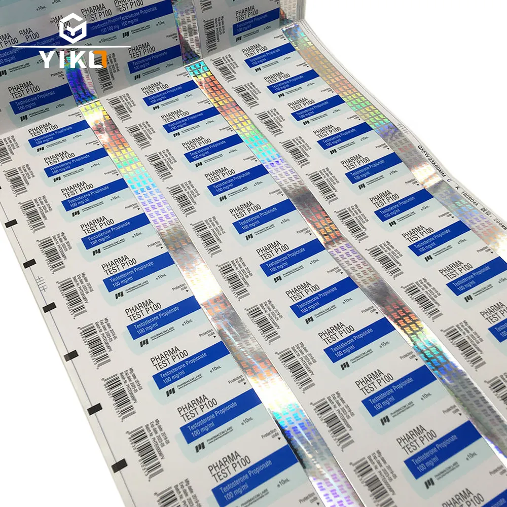 Etiqueta de fita holograma de papel da garrafa de frasco da farmácia da estampagem quente popular