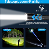 Stock local américain Batterie 5000MAH Lampe torche laser blanche 20W 5 modes Commutation libre Zoomable Projecteur Lumière d'inondation Charge USB