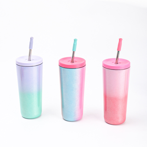 现代真空双层不锈钢保温杯旅行用定制徽标彩绘彩虹色保温保冷吸管温度计 - Product Image 5