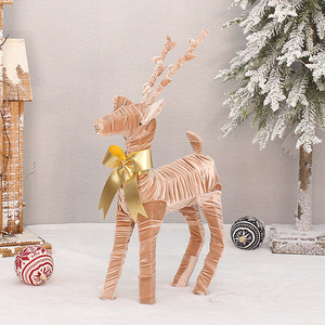 Décoration de Noël en forme de renne en tissu sur structure en fer, finition métallique de haute qualité, cadeau de Noël - Product Image 3