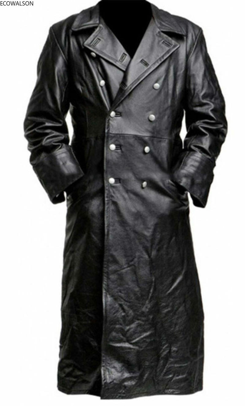 Vintage Pu Leather Jacket for Men - Long Trench Coat, Steampunk