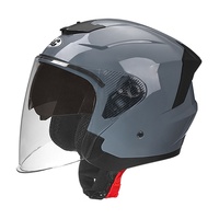 Casque de moto demi-face blanc à double visière avec visière solaire intérieure, casque de sécurité en ABS
