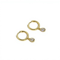 LT-EK307 Vente en gros Boucles d'oreilles créoles géométriques tendance en forme de goutte d'eau pour femmes, en argent 925 et zircon, hypoallergéniques