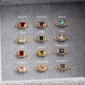 2025 nuovo oro riempito quadrati zircone portafortuna connettori dodicesimo mese S925 diamanti ciondoli per bracciale collana - Product Image 3