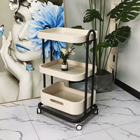 Chariot de rangement roulant de qualité professionnelle avec plateau en bois, support mobile pour hôtel, coiffure, soins du visage, spa capillaire, salon de beauté
