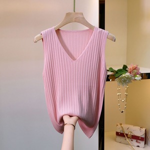 Summer Loose Fitting Sleeveless Knitted <b>Vest</b> 2026 New <b>Top</b> Ice <b>Silk</b> Camisole Versatile V-Neck - Product Image 6