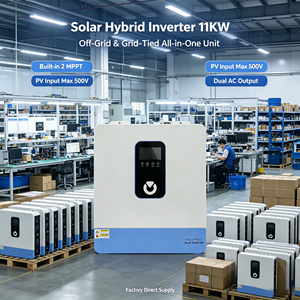 Inversor Solar Híbrido de 11kw con Entrada Dual de 60-500VDC PV, Salida Dual de 230VAC, Onda Sinusoidal Pura para Sistemas de Energía Solar - Product Image 1