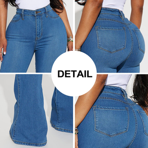 Wholesale <strong>Women's</strong> Stretch <strong>Denim</strong> Pants High Waist Breathable Loose Fit Casual Style Solid Pattern Summer Washed Techniques Simple - Product Image 3