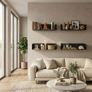 Étagère murale en acier Magnus 60x20 cm, finition mate, style industriel moderne, pour salon ou bureau, montage mural - Product Image 2