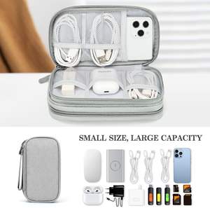 Sac de rangement pour accessoires électroniques, chargeur de téléphone portable, organisateur numérique à double couche durable, fermeture éclair, voyage, pour câble de données - Product Image 4