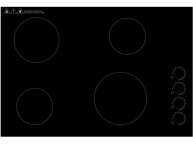 30 Inch Built-In 4 Burner Radiant Electric Cooktop 6400W Knob Control Ceramic Glass Hob