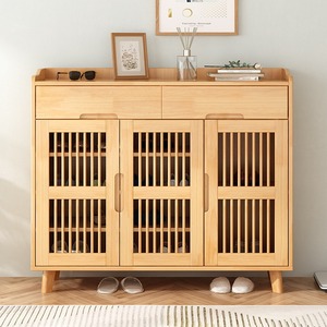 Nordic Solid Wood <b>Shoe</b> Cabinet Natural Color <b>Space</b> <b>Saving</b> Entryway <b>Storage</b> <b>Shoe</b> Rack For Home Apartment Balcony - Product Image 5