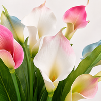 Bunga Calla Lily Buatan Tangan Modern Berbentuk Tulip dengan Kelopak Ganda dari PU untuk Dekorasi Vas di Pernikahan, Rumah, dan Hotel.