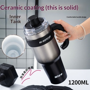 Gobelet <span class=keywords><strong>isotherme</strong></span> Jumbo grande capacité pour enfants garçons, anti-froid, ouverture rapide à un clic, avec paille et poignée de voiture, doublure céramique, pour <span class=keywords><strong>thé</strong></span> - Product Image 3