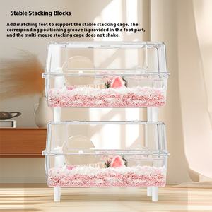 Cage à hamster en acrylique transparent-Grand manoir de villa à deux étages avec accessoires, habitat transparent à vue complète pour petits animaux - Product Image 4