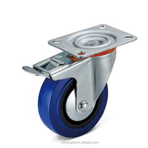 Ruletas industriales de goma elástica azul de 5 pulgadas para carros, ruedas de 135kg - Product Image 3