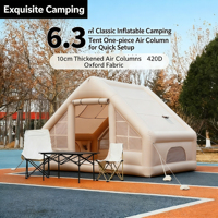 Tente familiale de grande taille Duomi pour le camping en plein air, imperméable, en toile Oxford, en coton aérien, glamping, gonflable, deux chambres, triple couche, 10m