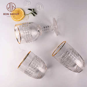 <span class=keywords><strong>Verre</strong></span> à vin sans pied en <span class=keywords><strong>verre</strong></span> trempé transparent réutilisable, prix d'usine en Chine, bordure dorée <span class=keywords><strong>rose</strong></span>, incassable, 301-400 ml - Product Image 4