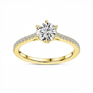 Anillo de Diamante Redondo Premium Cultivado en Laboratorio de 1.00 Quilates en Plata de Ley 925, Titanio, Oro de 10K, 14K, 18K Diseñado para Compromiso y Boda - Product Image 6