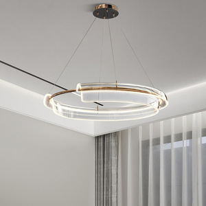 Lustre circulaire LED de luxe postmoderne pour salon, salle à manger minimaliste nordique, éclairage tendance et élégant, lampes suspendues - Product Image 6