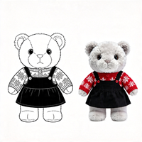 Ours en peluche gris en gros, animaux en peluche personnalisés en forme d'ours, jouets en peluche en vrac avec vêtements, ours en peluche rembourrés personnalisés