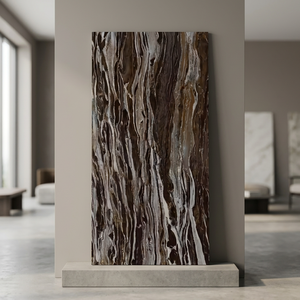 Azulejos de Porcelana Esmaltada Brillante para Pared y Suelo, Color Marrón Plazzo, 600x1200mm, Aspecto de Piedra, 8.5mm - Product Image 2