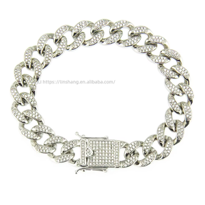 Pulsera de Cadena Cubana con Incrustaciones de Zirconia en Cobre Estilo Hip Hop para Hombre - Product Image 4