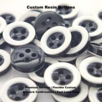 Kancing Resin Kombinasi 4 Lubang Custom Grosir, Kancing Jahit Bulat Mewah Hitam & Putih untuk Kemeja, Mantel, Pakaian, Jas