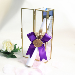 2025 độc đáo CuộN lời mời với hộp thủy tinh với sáp con dấu hoa khô và cung đẹp cho đám cưới/Kỳ nghỉ lời mời - Product Image 3