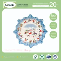 Assiettes jetables en papier bonhomme de neige de dessin animé européen américain de 11 pouces fournitures de fête à thème de Noël transfrontalier vaisselle pour