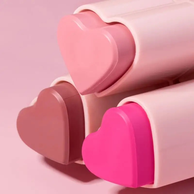 Customize Creamy Makeup Blush Cheeks Personalized Face Tint Blusher with Logo Long Lasting Vegan Heart Shaped Blush Stick