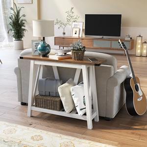 Tavoli Console in Legno Bianco Stile Fattoria Semplice con Ripiani per Ingresso e Soggiorno, Vendita all'Ingrosso - Product Image 4