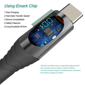 Tốt nhất PD 100W 66W 240W LED hiển thị nylon bện 1.2m 2M USB C để USB Loại C Cáp sạc nhanh cho iPhone <span class=keywords><strong>Android</strong></span> điện thoại - Product Image 2