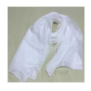 Foulard Tudung en Soie Habotai Pure Blanche de 8 mm, Bord Roulé à la Main, Décontracté, Multifonctionnel, Long, pour la Teinture - Product Image 3