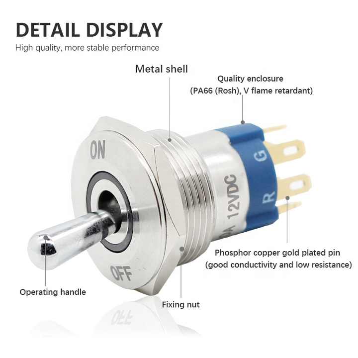 Interruttore A Pulsante 12V-24V/10A GUUZI - LED Verde/Rosso, Impermeabile IP65 | 22 Mm Per Auto O Barche - Foto 4