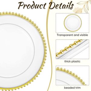 Plateau transparent à bord perlé pour mariage, banquet, décoration de la maison - Product Image 3