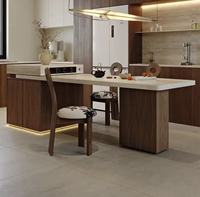Cocina de Inducción Multifuncional Plegable de Madera Sólida con Diseño Moderno Francés, Mesa Telescópica Tipo Isla, Tamaños Personalizados