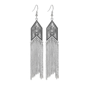 Vintage Tassel Drop <b>Earrings</b> 925 <b>Silver</b> <b>Long</b> Chain Women's Everyday Wear Fashion Jewelry - Product Image 5