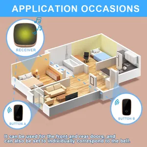 Daytech DB25 la impresión del logotipo del OEM 2 receptores self powered ringdoorringdoor segundo electrónico inteligente bell 4 apartamento vintage timbre