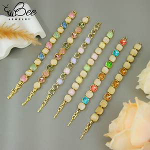 Pulsera de Lujo de Latón con Cristales y Oro de 14k, Cadena de Mano Bohemia de Esmalte de Colores, Joyería de Declaración para Fiesta de Mujer, Estilo Europeo y Americano - Product Image 2