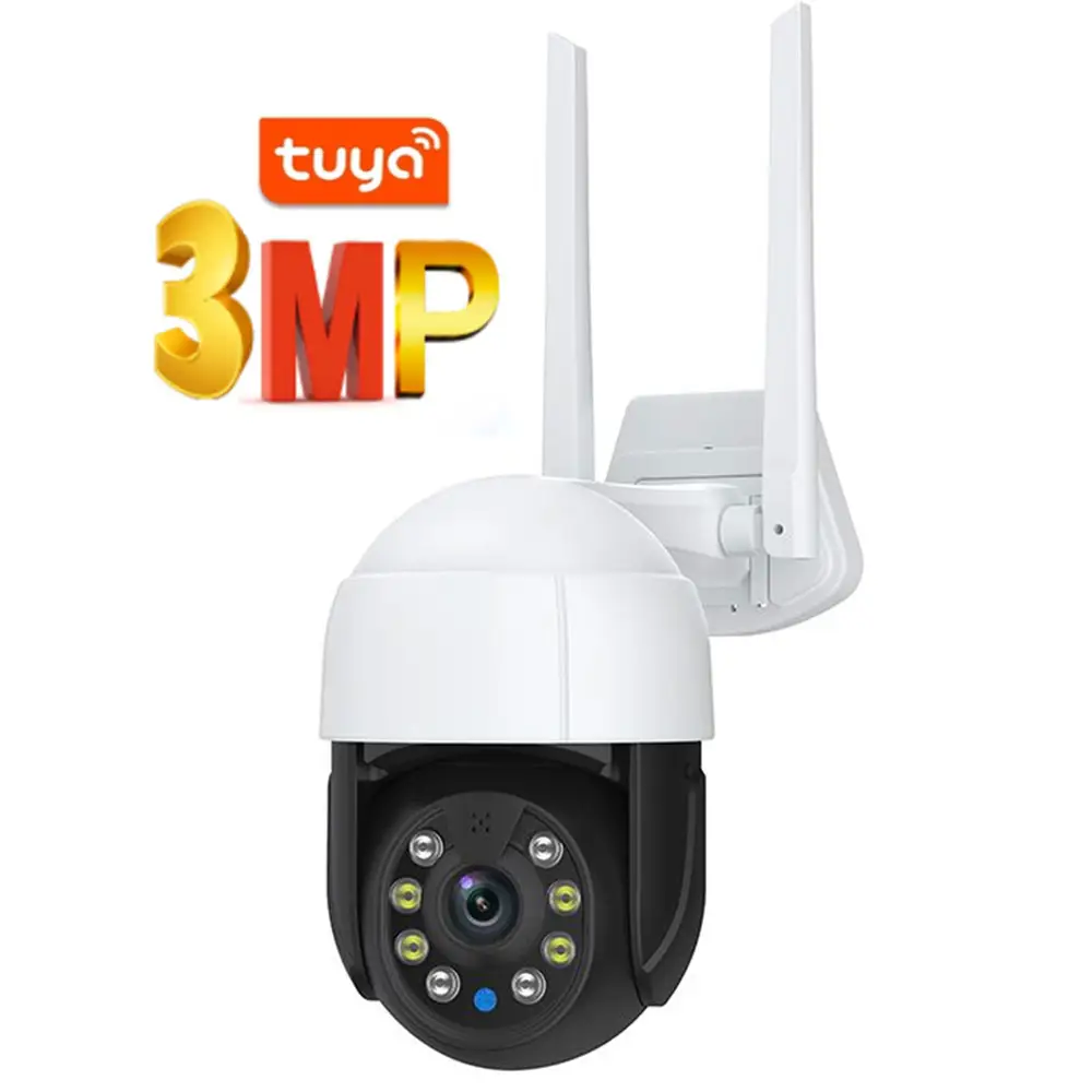 Tuya กล้องโดม PTZ Wifi มุมกว้าง3mp,กล้องนิรภัยสำหรับกลางแจ้งใส่ Sd Card กล้องรักษาความปลอดภัยสำหรับบ้านอัจฉริยะกล้อง Ip Wi-Fi ไร้สาย