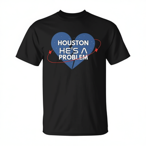 Camiseta Houston Hes A Problem, camiseta gráfica informal negra para hombre - Product Image 2