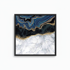 Elegant Gold <b>Framed</b> Canvas Print: Blue Marble Art Adorned,<b>BLACK</b> <b>FRAMED</b> CANVAS - Product Image 2