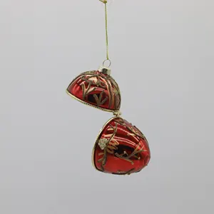 Red Decorative Hand Blown Glass Open Easter Hanging Egg Ornament