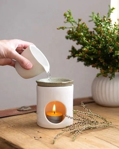 Moderno bianco opaco profumo in <span class=keywords><strong>ceramica</strong></span> bruciatore a olio di cera fonditore caldo Tealight portacandele per la decorazione domestica - Product Image 4