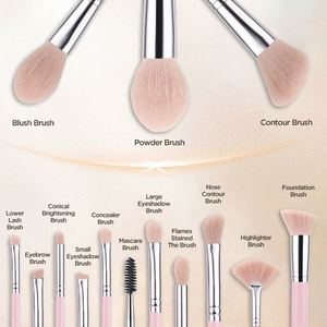 Set di Pennelli per Trucco Occhi e Viso all'Ingrosso, Etichetta Privata, Rosa, Alta Qualità, Set di Pennelli Vegani - Product Image 6