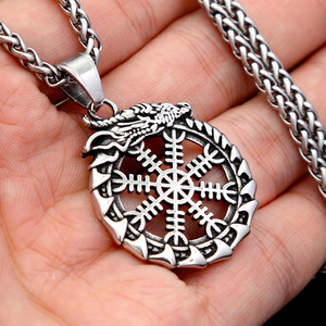 Yunnique – pendentif Dragon Viking en acier inoxydable, logo boussole, collier rétro pour hommes, bijoux, cadeau - Product Image 4