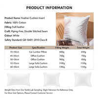 Coussin ChamXue en plumes d'oie et de canard, insert de coussin 100% coton, tissu anti-déchirure, coussin carré pour canapé, lit, décoration, doux