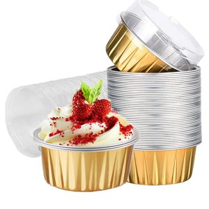 Vente en gros de mini-bols ronds pour crème glacée recyclables de 50 ml à 125 ml, gobelets en aluminium colorés jetables pour cupcakes avec couvercle - Product Image 1